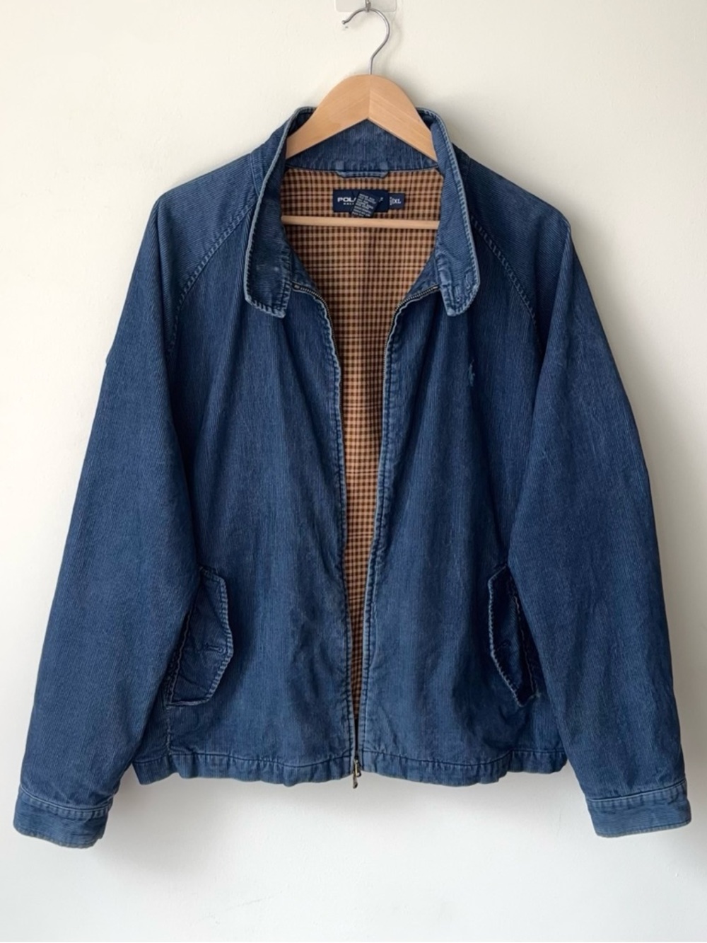 Vintage Polo Golf Ralph Lauren Corduroy Bomber Jacket Men’s XL Plaid Lined